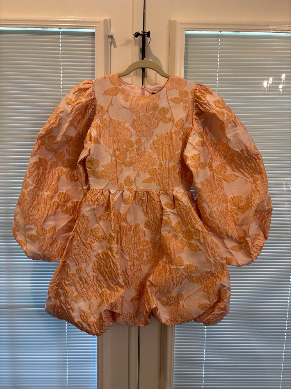 Sister Jane Pink and Orange Floral Puff-Sleeve Party Dress